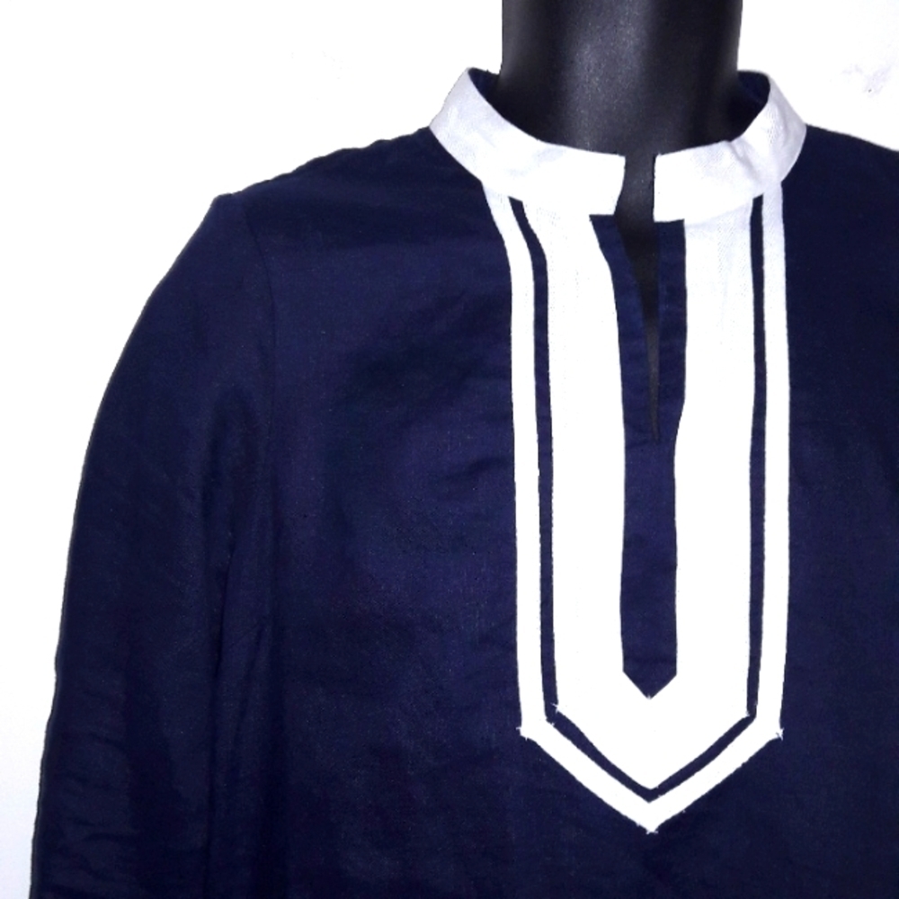 đ
șCROWN & IVY Blue/White 3/4 Sleeve Kurta Dress, M - Picture 3 of 8
